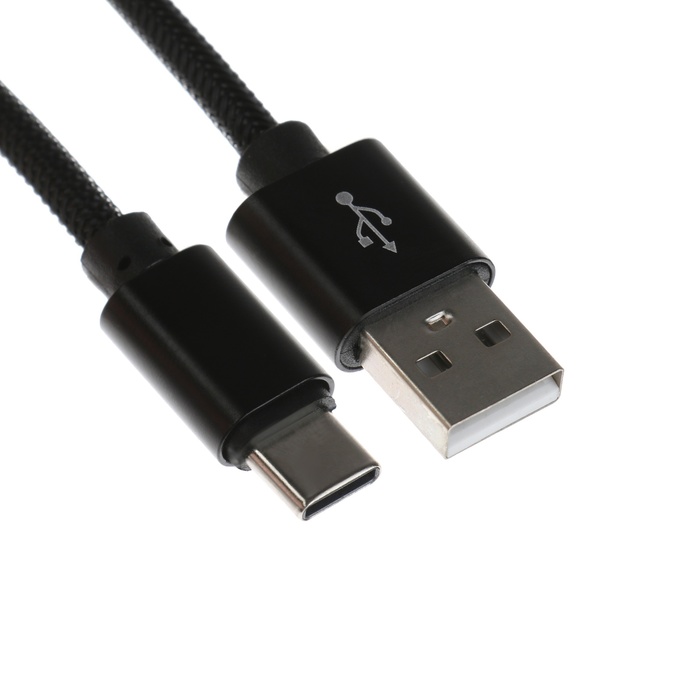 

Кабель Type- C - USB, 2.1 А, оплётка нейлон, 1 метр, чёрный