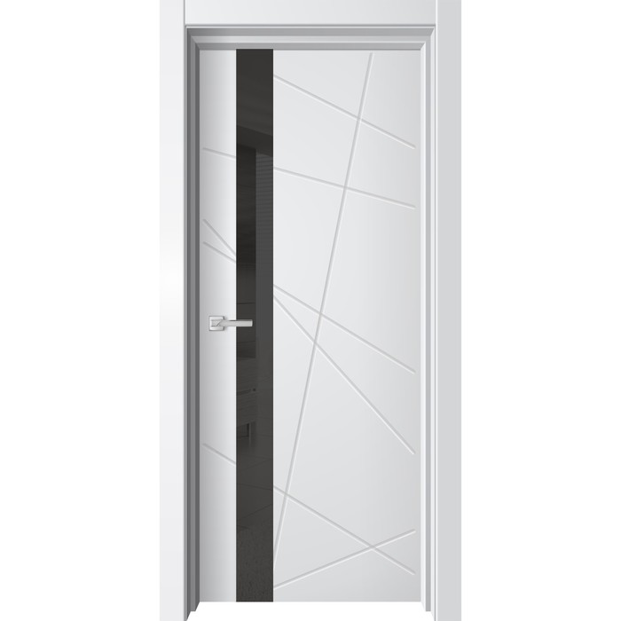 цена Дверное полотно «Торонто 1», 800 × 2000 мм, глухое, цвет белый / лакобель чёрная