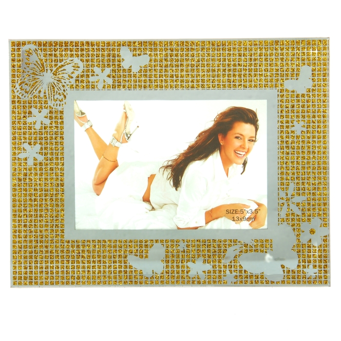 Фоторамка "Золотой блеск" зеркальная, со стразами, 9х13 см
