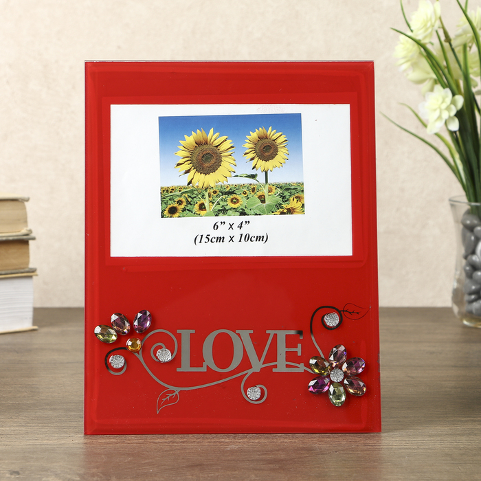 Фоторамка "Красивая любовь" зеркальная, со стразами, 10х15 см