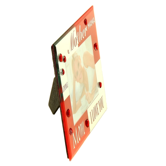 Фоторамка "Мама, я люблю тебя" зеркальная, со стразами, 10х15 см