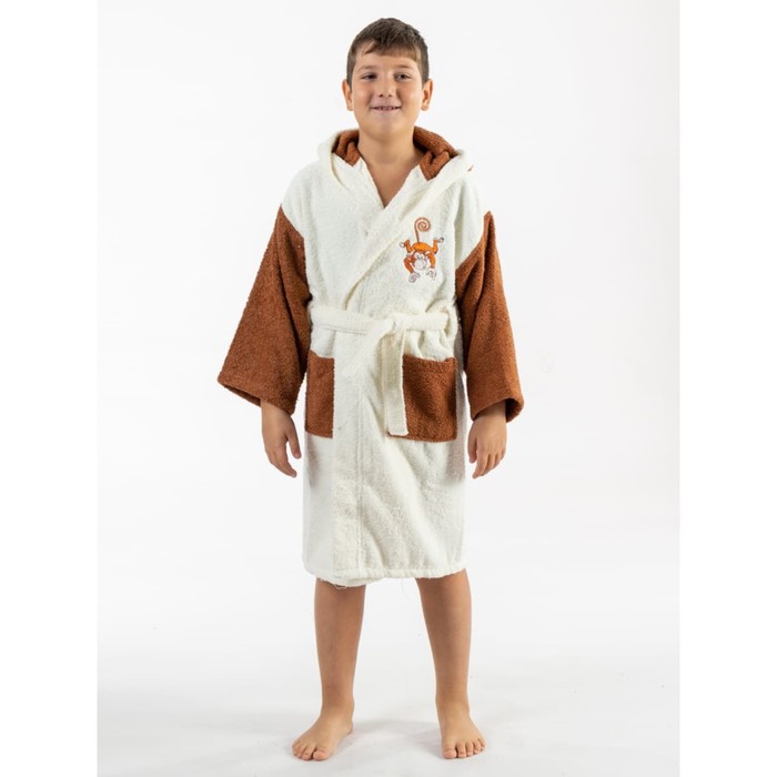 Халат махровый для мальчика, рост 146-152 см, цвет молочный