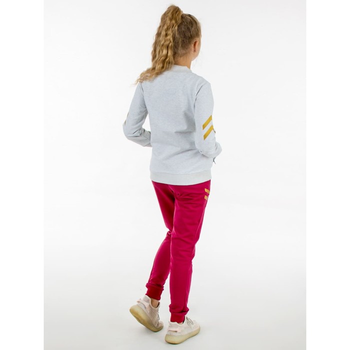 Костюм спортивный для девочек Isee, рост 134-140 см, цвет серый, бордовый