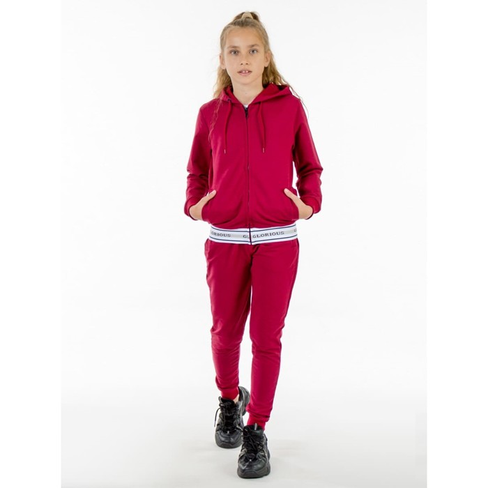 Костюм спортивный для девочек Isee, рост 128-134 см, цвет бордовый