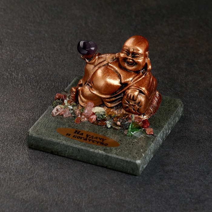 Сувенир Будда, 5х5х5 см, змеевик, гипс, минералы