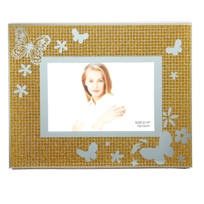 Фоторамка "Золотой блеск" зеркальная, со стразами, 10х15 см