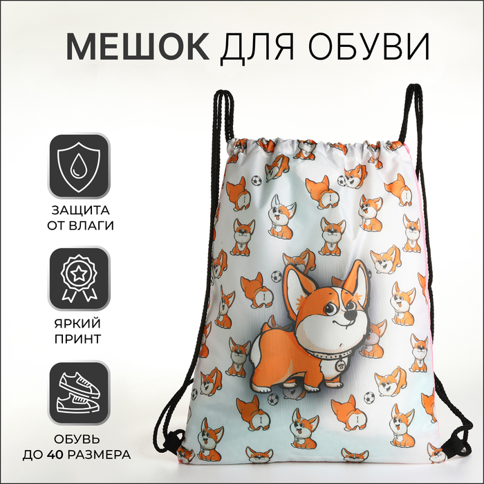 

Мешок для обуви на шнурке, цвет белый/оранжевый