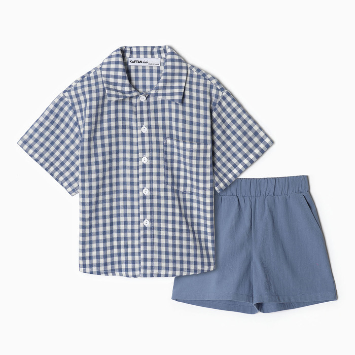 Костюм для мальчика (рубашка и шорты) KAFTAN, р.34 (122-128), синий