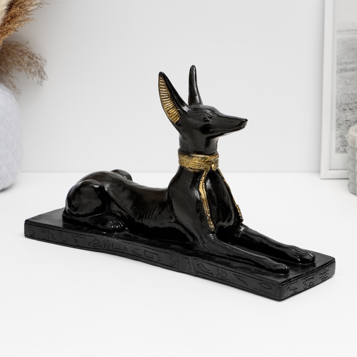 фигура кошка египетская черная с бронзой 14 см Фигура Египетская черная, 28х8х17см
