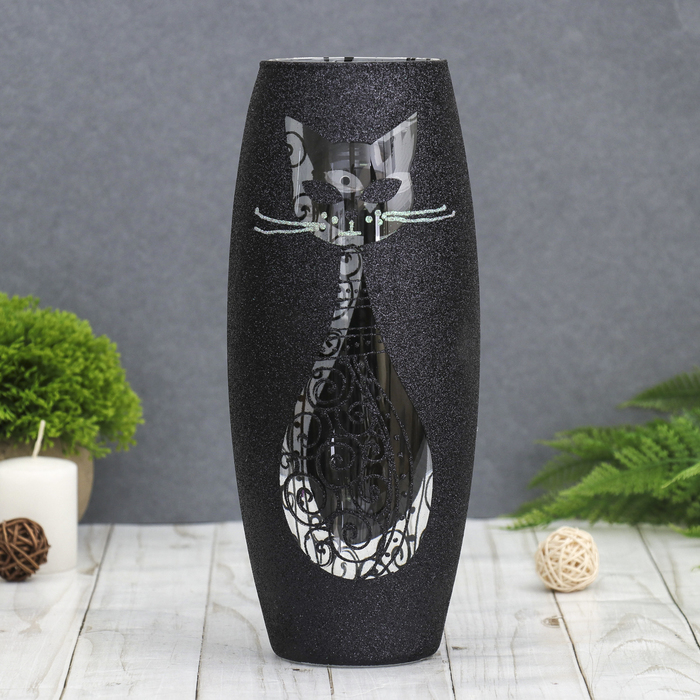 Ваза "Чёрная кошка", овальная