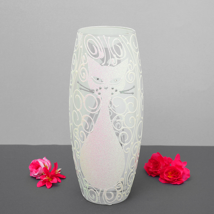 Ваза "Снежная кошка", овальная