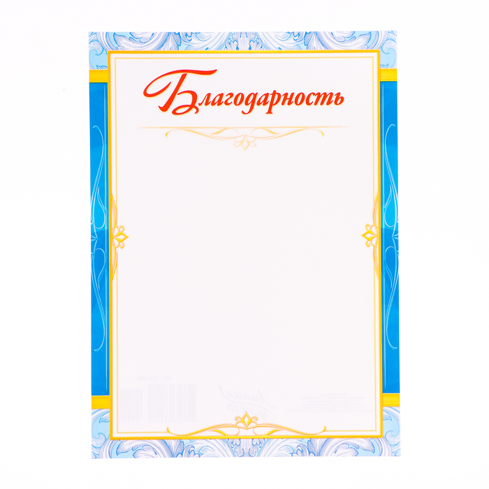 

Благодарность "Универсальная" голубая рамка, бумага, А4