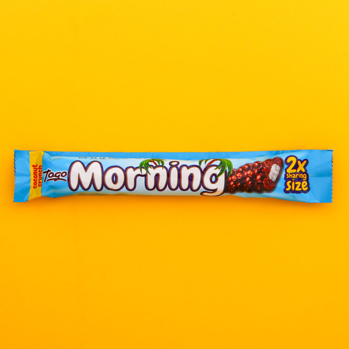 Батончик Morning, покрытый молочным шоколадом с воздушными злаками, с кокосом, 50 г