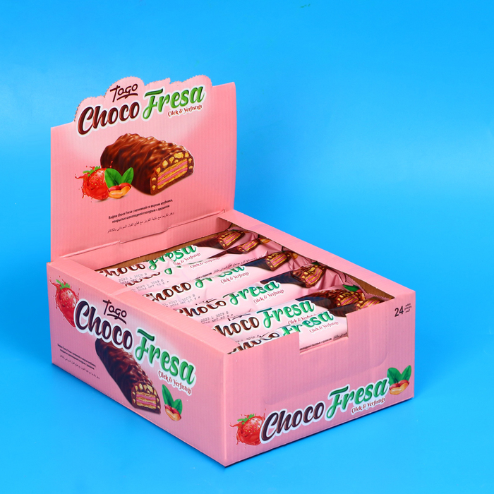 

Вафли "CHOKO FRESA", с шоколадной глазурью с арахисом, клубника, 50 г
