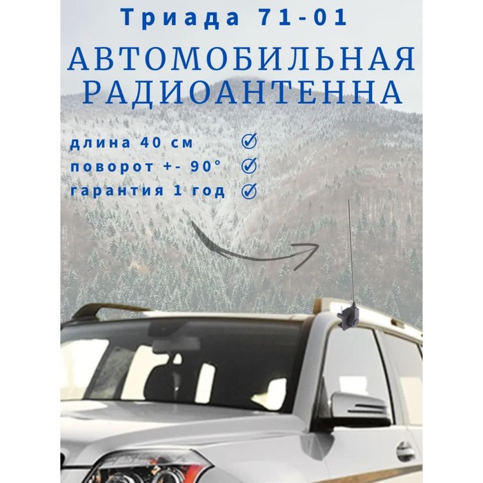 Антенна автомобильная Триада-АН 71-01, на водосток, 40 см, поворотная