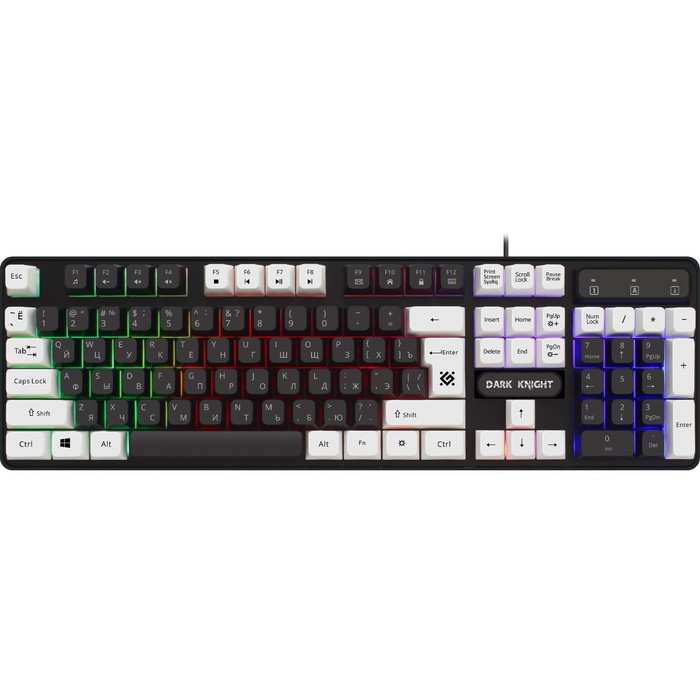 Клавиатура Defender Dark Knight GK-077,игровая,проводная,подсветка,104 клавиши,USB,черy-бел