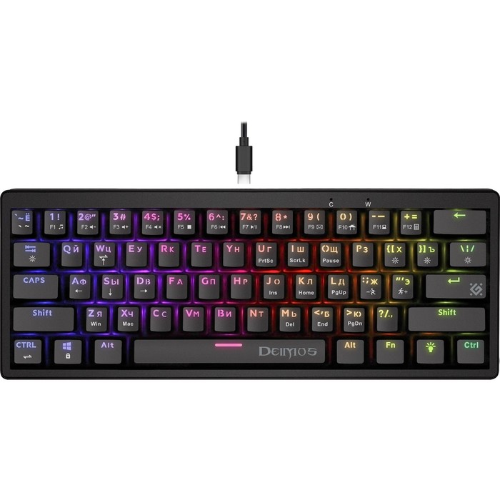 Клавиатура Defender GK-303,игровая,проводная, механическая,подсветка,104 клавиши,USB,черная клавиатура defender dark arts gk 375 игровая проводная механическая подсв 87 кл usb черная