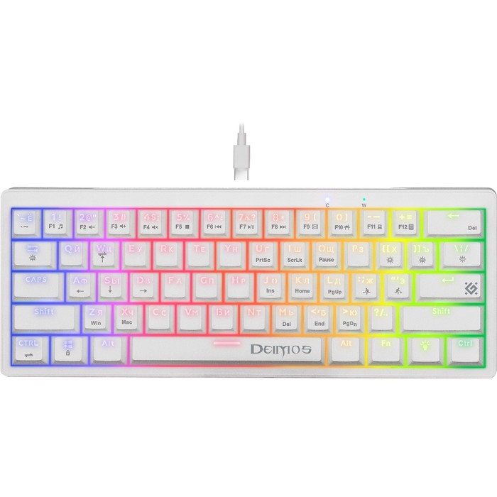 Клавиатура Defender GK-303,игровая,проводная, механическая,подсветка,104 клавиши,USB,белая клавиатура игровая проводная defender rainbow gk 172 usb белый [45172]