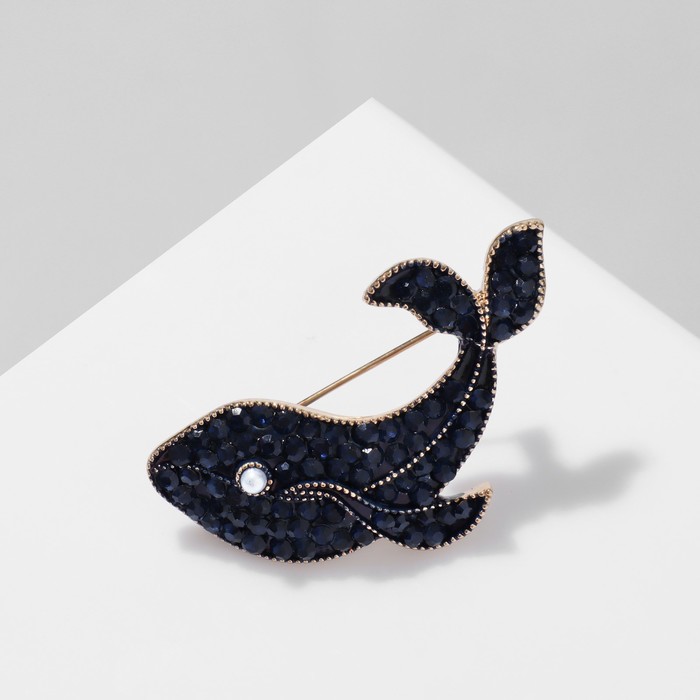 Брошь «Кит», цвет бело-синий в золоте значок кит созвездие цвет чёрный в золоте