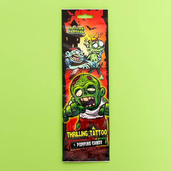 Карамель взрывающаяся Веселый напугай Thrilling tattoo с тату, 1 г карамель на палочке веселый напугай пятка с кислой пудрой 10 г