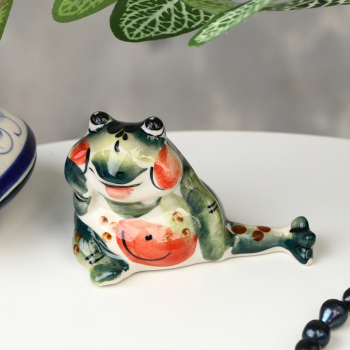 Сувенир жабка, гжель, цвет, 5.5х8 см сувенир жаба средняя 6 см цвет гжель