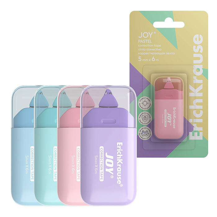 Корректирующая лента 5мм х 6м ErichKrause JOY Pastel микс 149₽