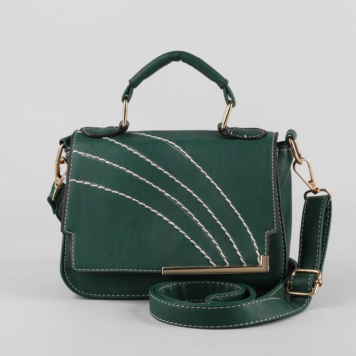 Сумка женская "Сесилия", 1 отдел, длинный ремень, цвет зеленый