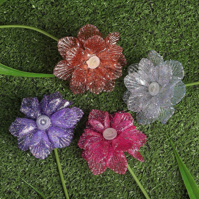 Декоративный штекер на солнечной батарее "Роза" микс