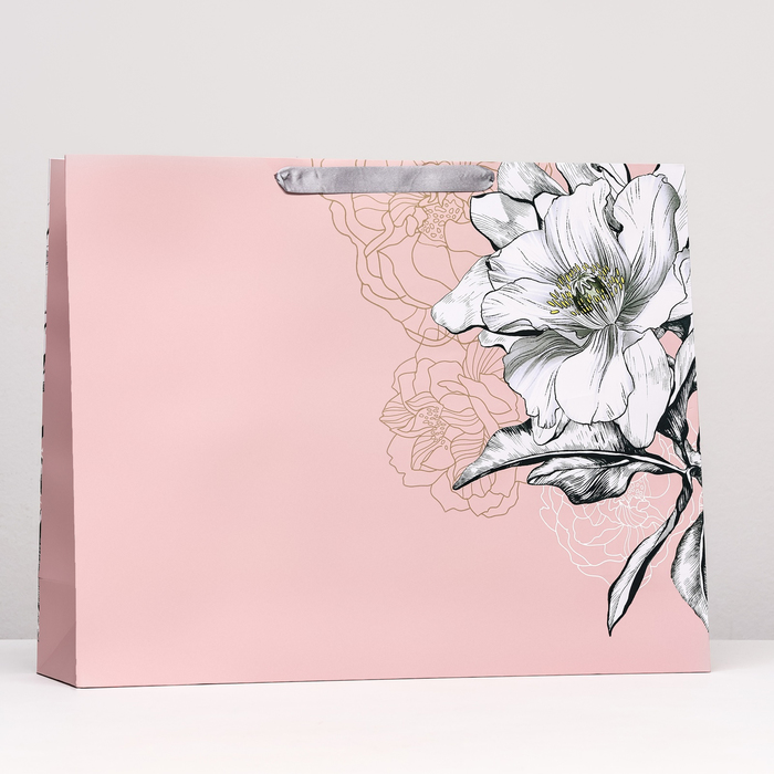Пакет подарочный Цветы бежевый, 50 х 40 х 15 см printio пакет 15 5x22x5 см цветы анютыны глазки