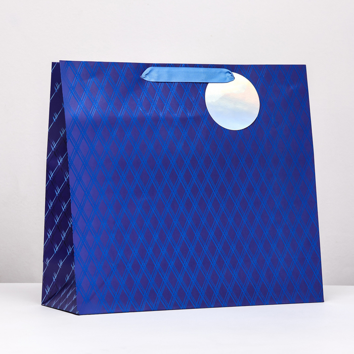 пакет подарочный колибри 36 х 32 х 12 см Пакет подарочный Узоры синий, 36 х 32 х 12 см