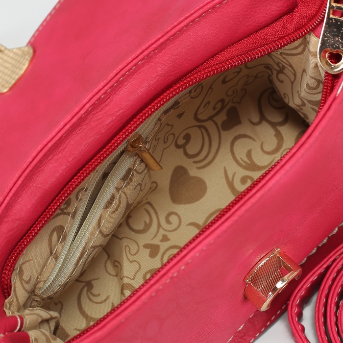 Сумка женская "Серрена", 1 отдел, длинный ремень, цвет малиновый