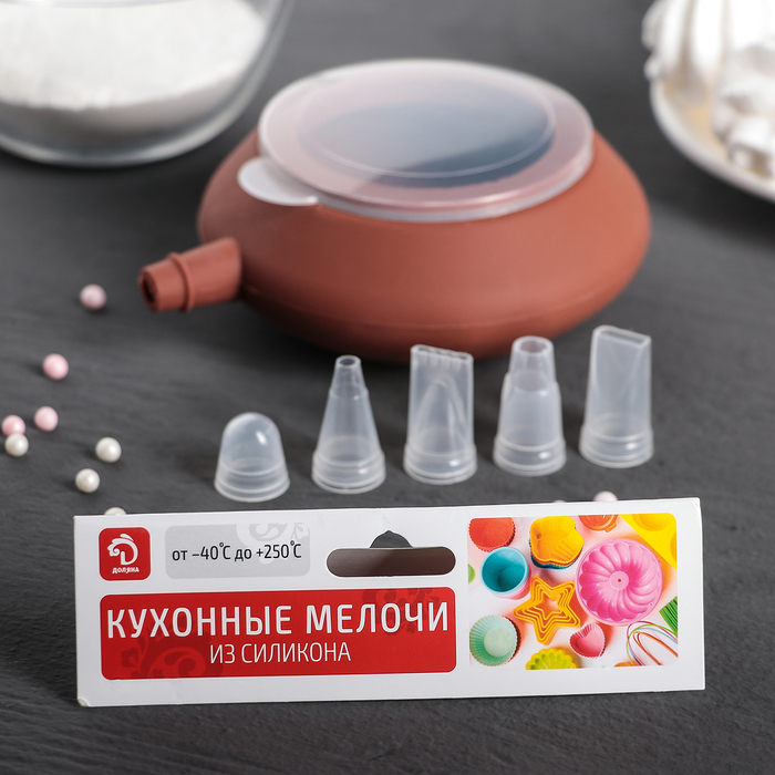 Емкость для крема "Лавелли", 4 насадки, цвета МИКС