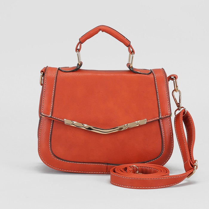 Сумка женская "Септима", 1 отдел, длинный ремень, цвет рыжий