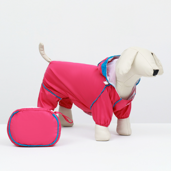 Комбинезон для собак, демисезонный с сумкой, размер S (ДС 25, Ог 33, ОШ 23 см), розовый комбинезон для собак демисезонный размер s дс 21 23 ог 31 33 ош 23 25 см красный