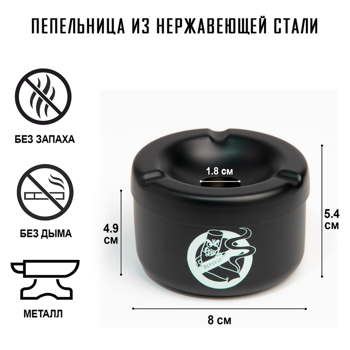 

Пепельница из нержавеющей стали "Перекур", 8 х 5.4 см, черный