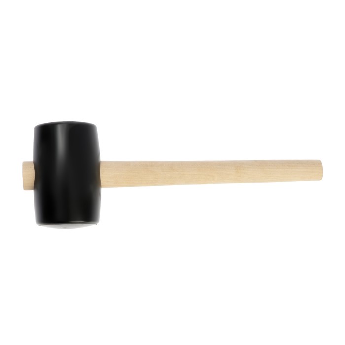 Киянка ЛОМ, деревянная рукоятка, черная резина, 75 мм, 700 г