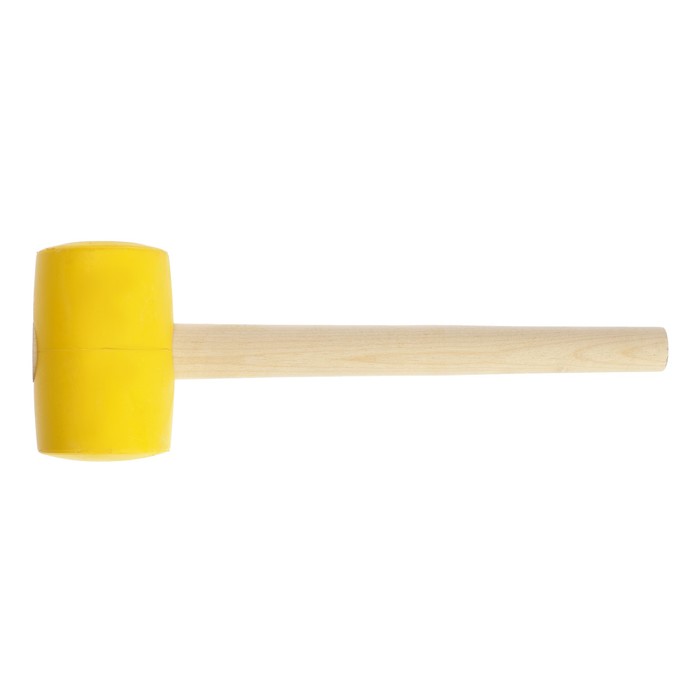 Киянка ЛОМ, деревянная рукоятка, желтая резина, 65 мм, 600 г