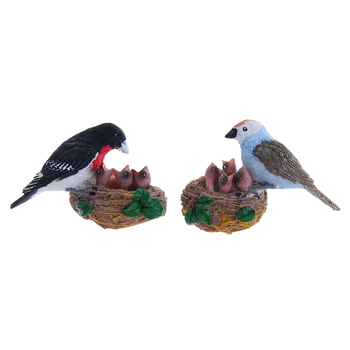 Магнит "Птичка в гнездышке с птенцами" МИКС