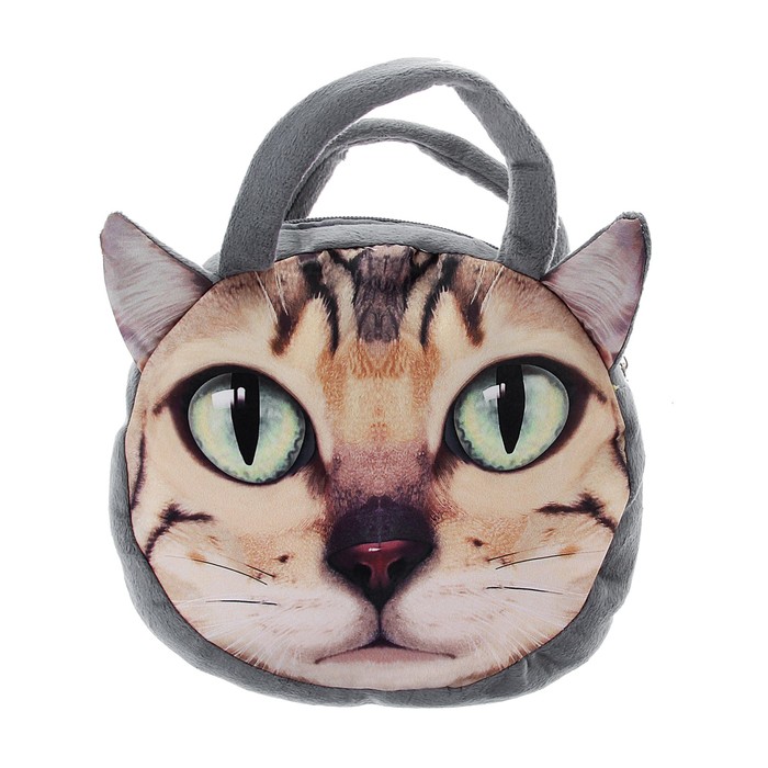 Мягкая сумочка "Киса" с большими зелеными глазами
