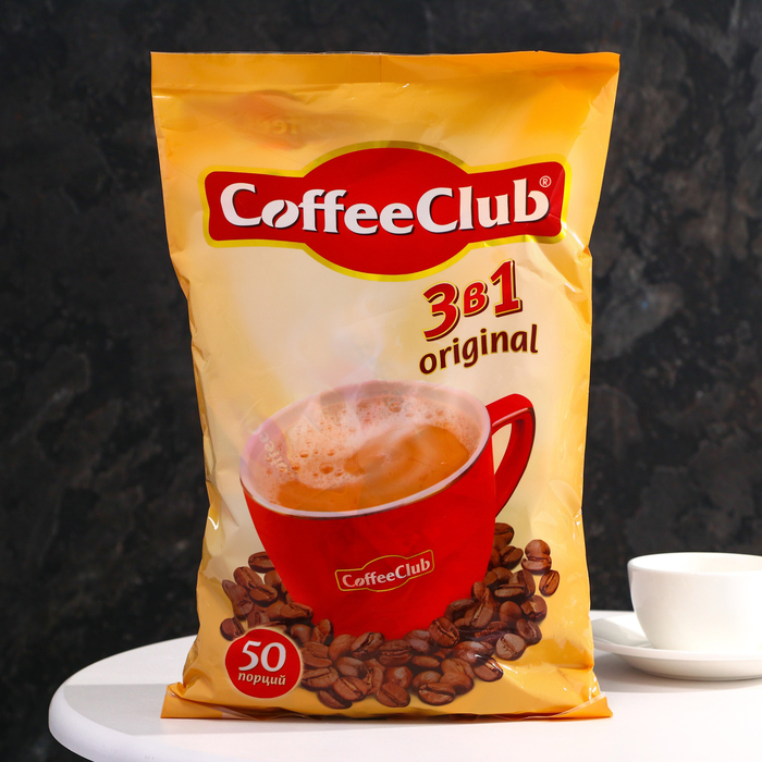 кофейный напиток растворимый 3 в 1 jacobs классика 50 шт Растворимый кофейный напиток 3 в 1 CoffeeClub original, 18 г