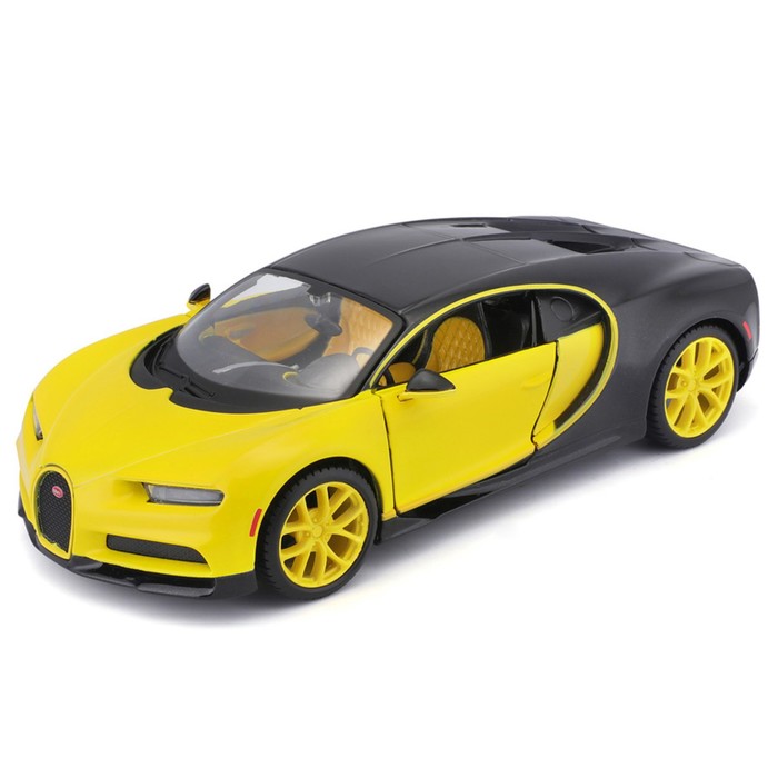 Машинка Maisto Die-Cast Bugatti Chiron, открывающиеся двери, 1:24, цвет чёрно-жёлтый цена и фото