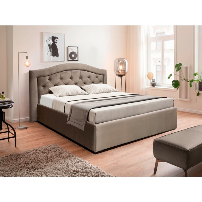 Кровать с ПМ Фрейм Бэнд, Ткань Vivaldi светло-коричневый 1800x2000 кровать с пм фрейм бокс ткань велюр vivaldi серый 1800x2000