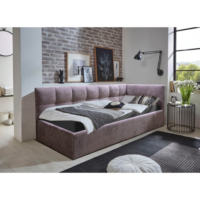 Кровать с ПМ Фрейм Клетка, Ткань Vivaldi пастельно-фиолетовый 900x2000(левая) кровать с пм фрейм модерн ткань vivaldi серый 900x2000 правая