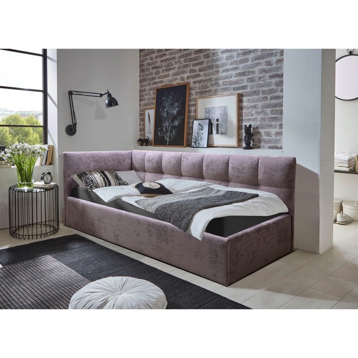 Кровать с ПМ Фрейм Клетка, Ткань Vivaldi пастельно-фиолетовый 800x2000(правая) кровать с пм фрейм модерн ткань vivaldi серый 800x2000 правая