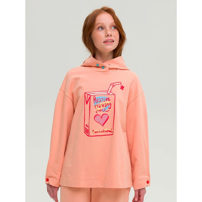 Толстовка для девочек, рост 140 см, цвет персиковый шорты купальные для девочек рост 140 см цвет персиковый