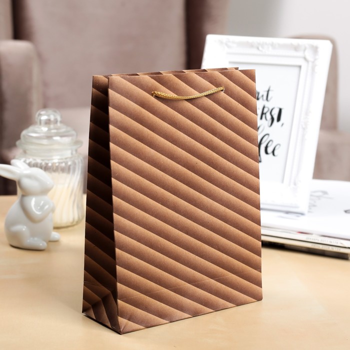 Пакет крафт "Диагональ", 15 х 6 х 20 см