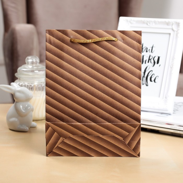 Пакет крафт "Диагональ", 15 х 6 х 20 см