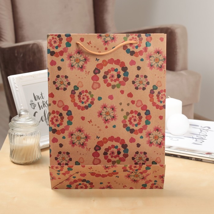 Пакет крафт "Любовные выкрутасы", 15 х 6 х 20 см