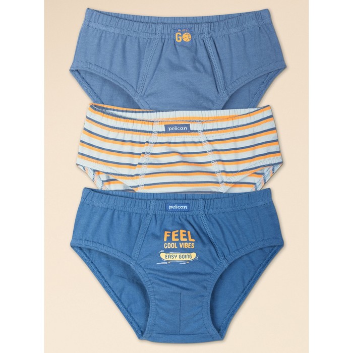 

Трусы для мальчиков, рост 110 см, цвет джинс, голубой, 3 шт