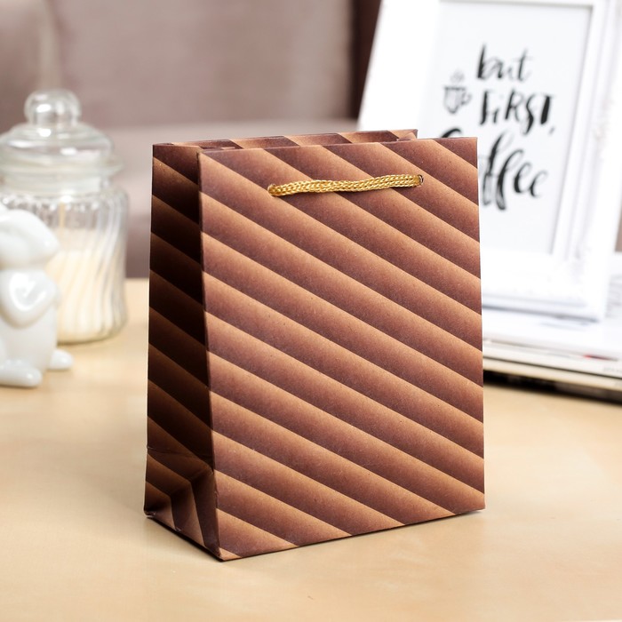 Пакет крафт "Диагональ", 12 х 5,5 х 15,5 см